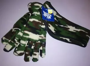Men's One Size Headwrap and Glove Set Camouflage Print 100% Polyester - Picture 1 of 3