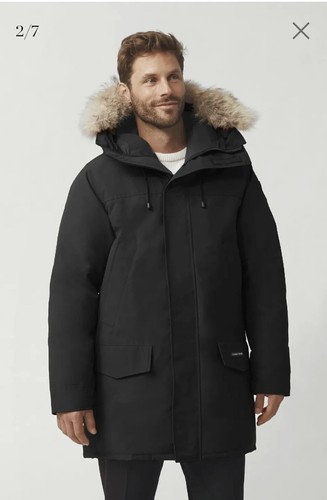 $1775 Canada Goose parka uomo nero Langford Heritage taglia S con cappuccio in pelliccia bordo