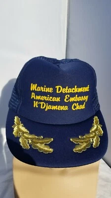Marine Detachment American Embassy N'Djamena, Chad Blue w/Mesh Snapback Hat Cap - Image 1 of 4