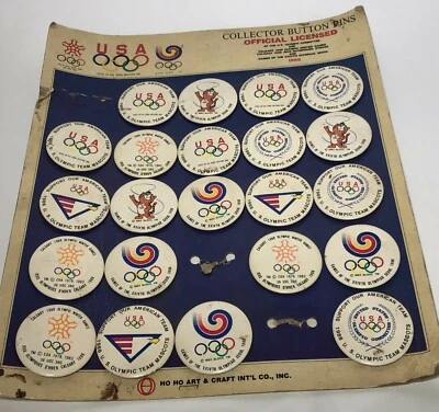 22 Vintage Collector Button Pins USA 1988 Olympic Team-Team Mascots-Winter Games - Image 1 of 4
