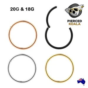 2Pcs Titanium 20G 18G Hinged Segment Septum Tragus Nose Lip Ring Sleeper Earring - Picture 1 of 13