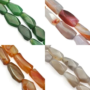 Agate Gemstone Beads Chunky Huge Semi-precious Faceted Oblong for Craft 6Pcs - Picture 1 of 3
