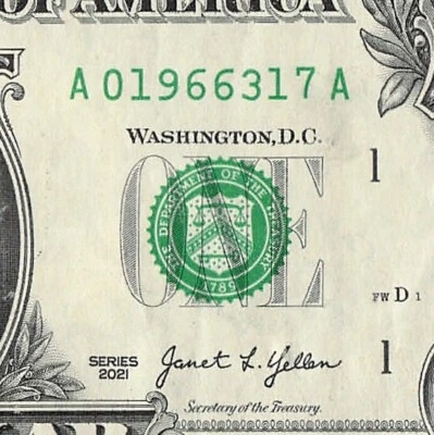 JULY 31 1966 Date Note Fancy Serial Number One Dollar Bill 07 31 1966 - Image 1 of 4
