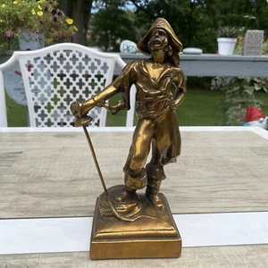VINTAGE METAL/ BRONZE PIRATE/SWASHBUCKLER BUCCANEER STATUE BOOKEND 8" - Picture 1 of 10