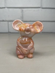 Fenton Glass Slag Mouse Figurine NFGS Pink Orange Swirl HTF Colour - Bild 1 von 7