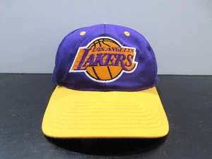 VINTAGE Los Angeles Lakers Hat Cap Snap Back Purple Yellow NBA Basketball Mens - Picture 1 of 9
