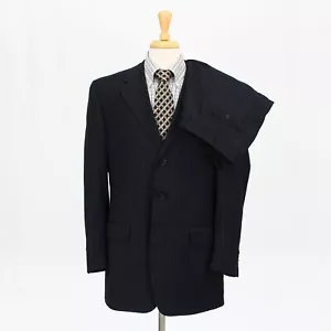 Corneliani 44L 38x31 Navy Full Suit Striped 3B Wool - Picture 1 of 15