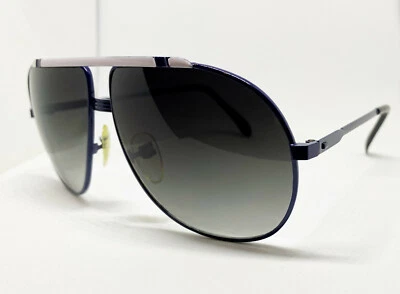 Nuevas gafas de sol de aviador True Vintage azul oscuro y blanco lentes rayadas venta 60 mm Foto 1 de 4