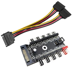 PC Fan 4pin 10 Port Splitter PWM Wire Hub Adapter SATA 12V Power Y Cable Cord - Picture 1 of 11