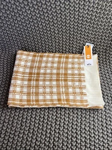 NWT Timberland Buffalo Plaid Scarf Caramel Cream Acrylic Plaid Knit 66"X 10" New - Picture 1 of 14