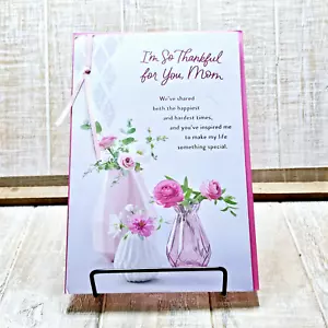 American Greetings Mother's Day Card 6x8 Mom Flower Vases Pink White Glitter - Picture 1 of 12