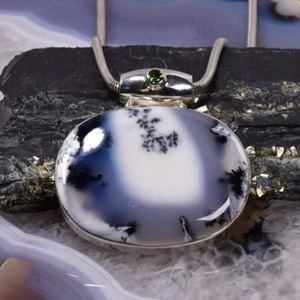 Dendritenopal Anhänger, 925er Silber, Edelsteinanhänger (11084), mit Turmalin - Bild 1 von 1