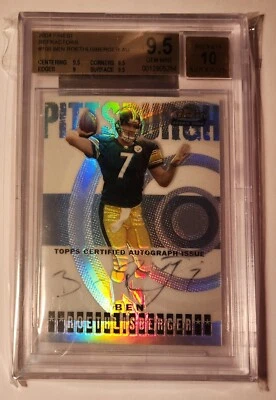2004 Finest Refractor #108 Ben Roethlisberger ROOKIE RC AUTO BGS 9.5 GEM MT /199 - Image 1 of 2