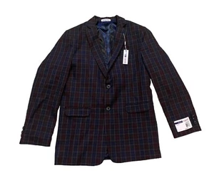 NWT iZod Boys Size 18 Reg Navy Blue Burgundy Blazer Sport Coat Suit Jacket - Picture 1 of 8