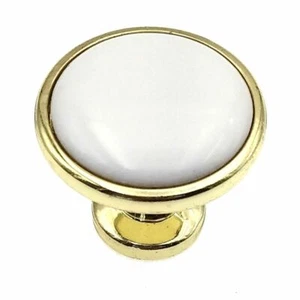 Polished Brass 1 1/4" Cabinet Knob, White Ceramic Center Kraftmaid 7050846 - Picture 1 of 3