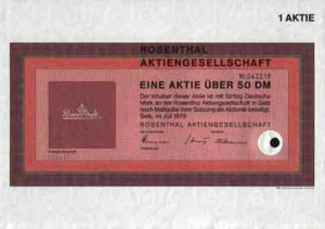 ROSENTHAL Porzellan 1979 Selb Kronach Waldershof 50 DM Thomas Kulmain Waldenburg - Picture 1 of 1