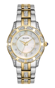Bulova 98L135 Orologio Abito Donna Originari Cristalli Oro Giallo e Argento - Foto 1 di 3