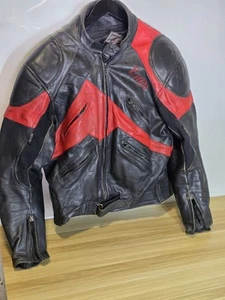 EURO STYLE LEATHER BIKER JACKET + REMOVABLE PROTECTORS & SECOND LINING SIZE 48 - Picture 1 of 24