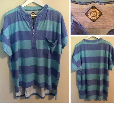 Camisa Henley SURFER de Colección Años 80 Para Hombres de Una Puntada XL Playa Surf Retro Bolsillo LOGO Foto 1 de 4