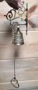 Vtg Brass Wall Mount Monastery Brass Bell w/ Latin VOCEM MEAM A OVIME TANGIT GN - Picture 1 of 8