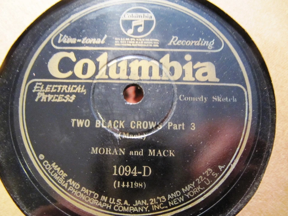 1927 TWO BLACK CROWS w Blues Piano Moran & Mack 3/4 Vaudeville HUMOR E+ 1094-D Foto 1 de 2