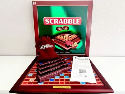 ✅ Mattel SCRABBLE "Deluxe" (alte Version) drehbarer Teller Echtholz vollständig - Bild 1 von 4