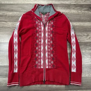 Eddie Bauer Sweater Women's Medium Zip Up Sweatshirt Nordic Fair Isle Snowflake - Picture 1 of 16