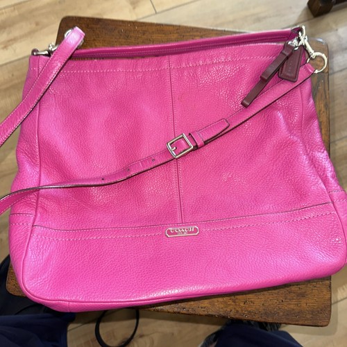 Borsa Coach tracolla borsetta borsetta in pelle rosa ciottoli doppia tracolla