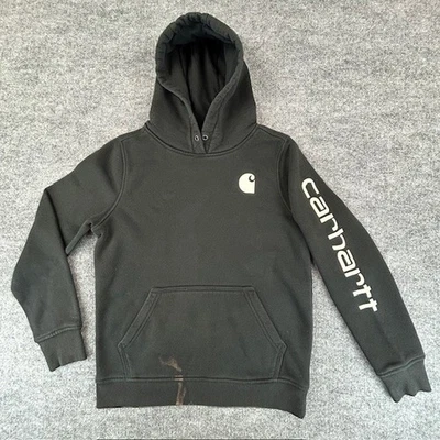 Carhartt Hoodie Womens Small Black Clarksburg Sweatshirt Spellout Field Utility - Image 1 of 4