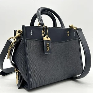 Coach CJ850 Rogue 25 Navy Canvas Leder 2WEGE Tasche Schultertasche - Bild 1 von 12