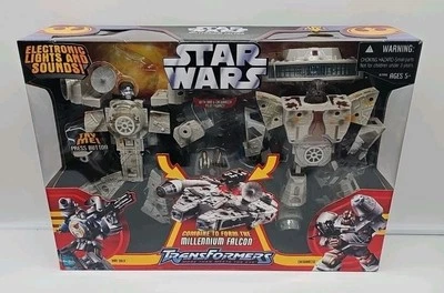 Star Wars Transformers Millennium Falcon W/ Han Solo & Chewbacca NIB 2006 Hasbro - Image 1 of 3
