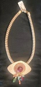 NWT Vintage Goldtone Statement Necklace Beaded *Unique* - Picture 1 of 4