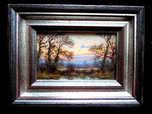 Original JAMES WRIGHT Miniature Oil Painting of 'Evening Light - Norfolk' Framed - Picture 1 of 4