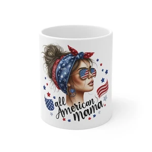 All American Mama Tasse | Patriotische Kaffeetasse | Ideales Geschenk für Mütter | 4. Juli - Bild 1 von 5