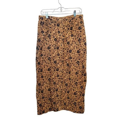 De Colección Bobbie Brooks 10 Tostado Floral Pana Botón Frontal Falda Midi Años 90 Pradera Granja Foto 1 de 4