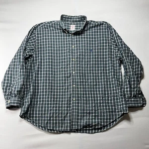 Brooks Brothers 346 blau grün kariertes Logo geknöpftes Herrenhemd - Größe 2XL - Bild 1 von 5