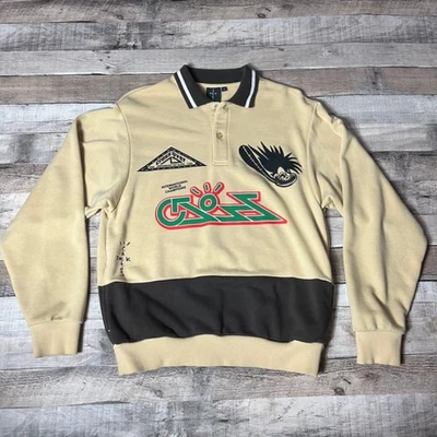 Camisa Polo Cactus Jack Para Hombre Pequeña Caqui Manga Larga Cuello Travis Scott Rap Foto 1 de 4