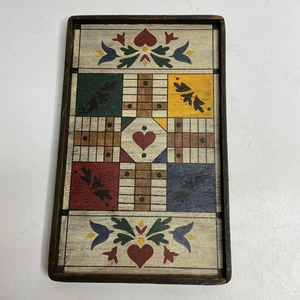 Handpainted Wood Wall Hanging Folk Art Rosemaling Hearts Flowers Wisconsin Art - Picture 1 of 6