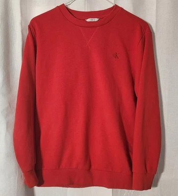 Calvin Klein Youth Size Large (14/16) French Terry Crewneck Sweatshirt, Red - Image 1 of 2