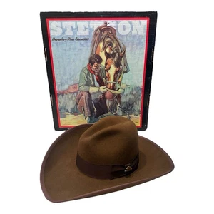 STETSON AMERICAN BUFFALO COLLECTION 4X Brown WOOL COWBOY HAT SIZE 7 56 W OG Box - Picture 1 of 20