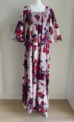 Vestido Hawaiano Waltah Clarke’s Vintage Talla 12 Rosa Púrpura Algodón PESADO Foto 1 de 4