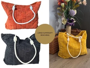 Extra Large Beach Holiday Tote Bag with Towelling Fabric, 52 x 40 x 12 cm, XL - Picture 1 of 13