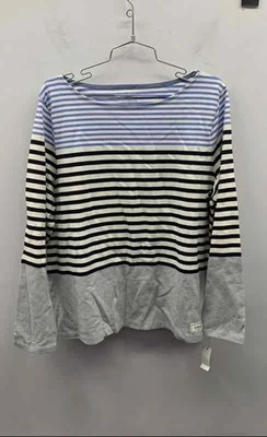 Top Talbots Nuevo con Etiquetas Azul Gris Bloque de Color Rayas Cuello Barco Para Mujer Petite XL Foto 1 de 4
