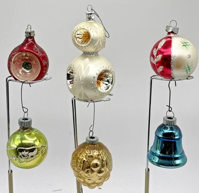 Lote de 6 adornos navideños de vidrio vintage brillante Brite con sangría checa nogal EE. UU. Foto 1 de 4