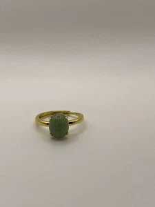 Green Apple Jade Ring In Gold Colour On Copper Base Adjustable Size - Picture 1 of 5