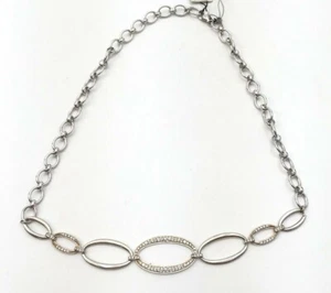 Judith Jack 131507 Sterling Silver Crystal Oval Link Necklace - Picture 1 of 2