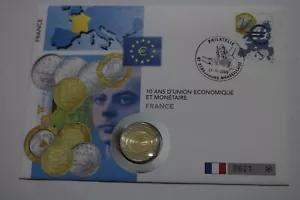 🧭 🇫🇷 FRANCE 2 EURO 2009 COIN COVER 10 YEARS MONETARY UNION B62 #659 - Picture 1 of 4