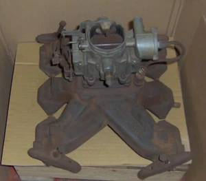 1951 1952 Studebaker 232 V-8 INTAKE MANIFOLD & Two Barrel 2bbl CARBURETOR 259 - Picture 1 of 5