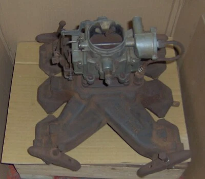 Studebaker 232 1951 1952 V-8 colector de admisión y dos barriles 2bbl carburador 259 Foto 1 de 4