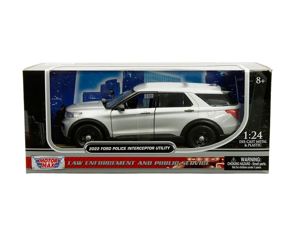 Motormax 1:24 2022 Ford Police Interceptor Utility Silver 76990 Diecast Model  - Image 1 of 1